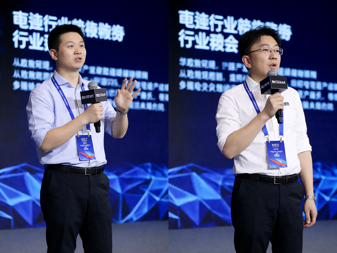 电竞行业峰会现场，嘉宾在台上分享行业发展趋势